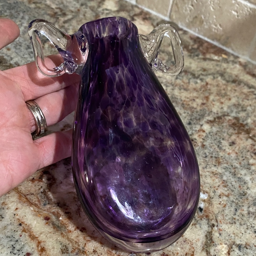 Vintage hand blown glass amethyst artwork